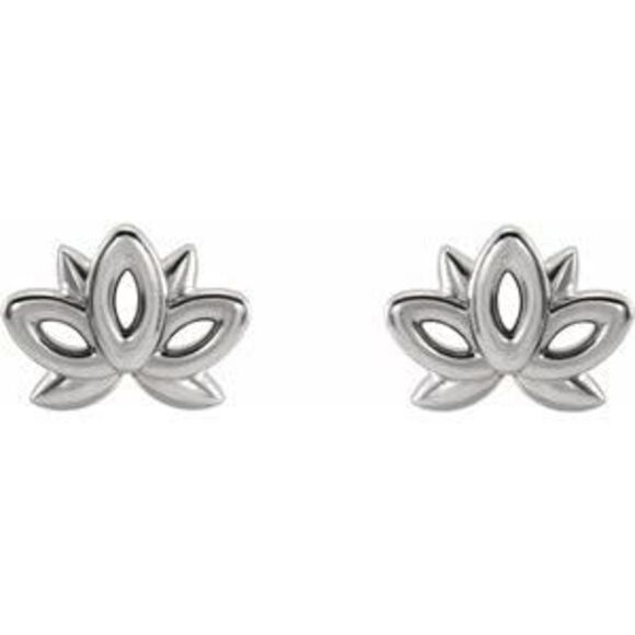 Kazi Luxury 14K White Gold Lotus Earrings